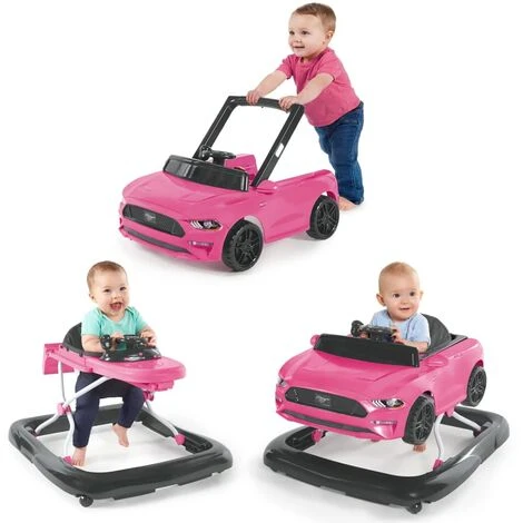 Bright Starts Trotteur Bébé 3 En 1 Ford Mustang Rose - Rose – Image 2