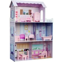 TEAMSON KIDS Grande Maison De Poupée En Bois Rose 13 Accessoires Enfant Olivia's Little World Dreamland Tiffany KYD-10922A - Rose