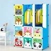 FREOSEN Armoires Etagères Plastiques Enfants Bleu, 12 Cubes Armoires Meubles De Rangement Pour Vêtements Chaussures Jouets Cartoon