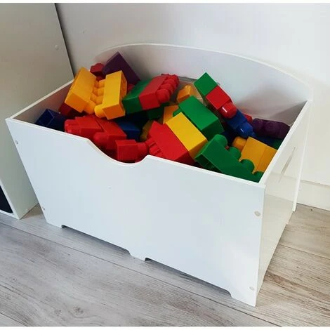 BEBEGAVROCHE Coffre à Jouets En Bois Blanc 2 En 1 Thème Taupe - Blanc – Image 5