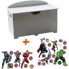 BEBEGAVROCHE Coffre à Jouets En Bois Blanc 2 En 1 Thème Avengers - Blanc
