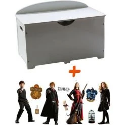 BEBEGAVROCHE Coffre à Jouets En Bois Blanc 2 En 1 Thème Harry Potter - Blanc