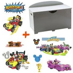 BEBEGAVROCHE Coffre à Jouets En Bois Blanc 2 En 1 Thème Mickey - Blanc