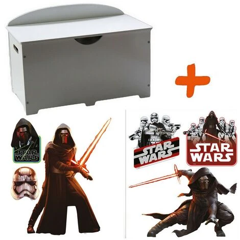 BEBEGAVROCHE Coffre à Jouets En Bois Blanc 2 En 1 Thème Star Wars - Blanc