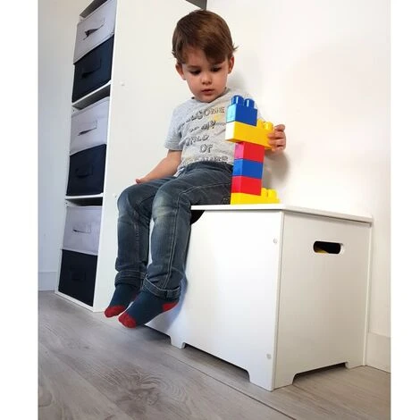 BEBEGAVROCHE Coffre à Jouets En Bois Blanc 2 En 1 Thème Star Wars - Blanc – Image 4