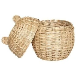 Panier Tressé Avec Couvercle Oreilles Atmosphera - Naturel Clair - Naturel