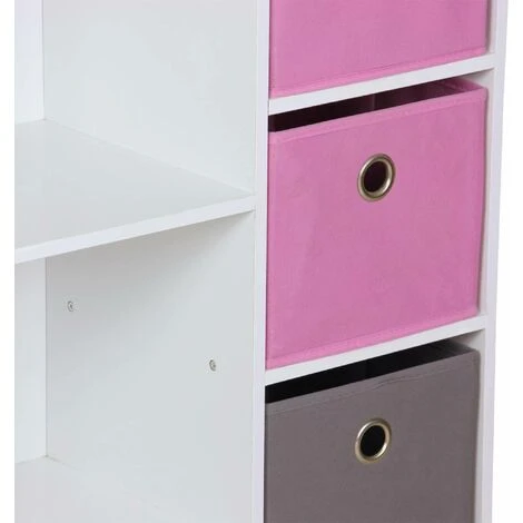 ALICE'S GARDEN Meuble De Rangement Pour Enfant. Blanc - Camille - Avec 7 Compartiments Et 4 Paniers Gris Et Roses - Rose – Image 5