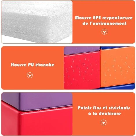 COSTWAY Cubes De Construction En Mousse 7 Pièces Colorés Softzone Jeu Créatif Pour Enfants Et Tout-Petits Geantes â Image 4
