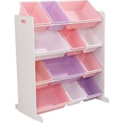 KIDKRAFT Casiers Enfant Couleurs Pastels Trie Et Range Rose - Blanc