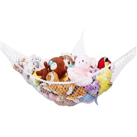 ECHOO Hamac Pour Animaux En Peluche, Hamac En Filet De Jouet Géant De 70 Pouces Pour Animaux En Peluche, Rangement En Filet Suspendu Pour Le Mur, Hamac De Rangement Pour Jouets Pour Chambre D'enfants, Blanc