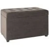 Coffre De Rangement En MDF Et Tissu Coloris Gris-anthracite - Dim : L65 X P40 X H42 Cm -PEGANE-