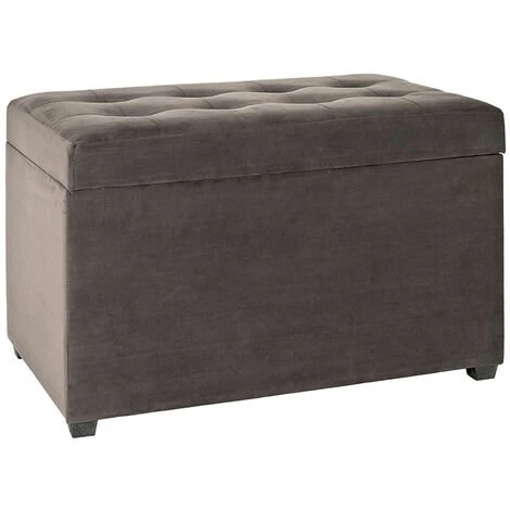 Coffre De Rangement En MDF Et Tissu Coloris Gris-anthracite - Dim : L65 X P40 X H42 Cm -PEGANE-