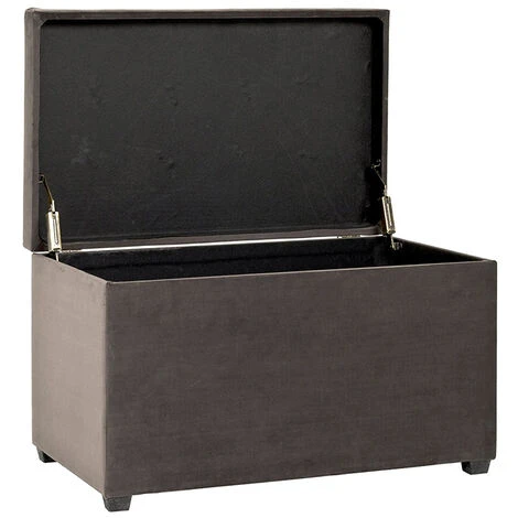 Coffre De Rangement En MDF Et Tissu Coloris Gris-anthracite - Dim : L65 X P40 X H42 Cm -PEGANE- – Image 2
