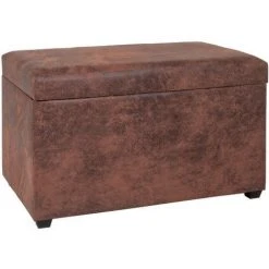 Coffre De Rangement En MDF Coloris Marron, Dim : L65 X P40 X H42 Cm -PEGANE-