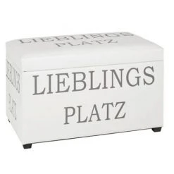 Coffre De Rangement Coloris Blanc En MDF Et Tissu - Dim : L65 X P40 X H42 Cm -PEGANE -