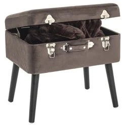 Coffre De Rangement Coloris Taupe En MDF / Tissu - L 51 X P 37 X H 47 Cm -PEGANE-