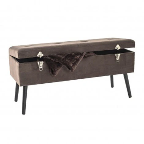 Coffre De Rangement Coloris Taupe En MDF / Tissu - L 106 X P 40 X H 52 Cm -PEGANE- – Image 2