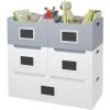 WOLTU Boîtes De Rangement En MDF Pour Enfents. Blanc Et Gris