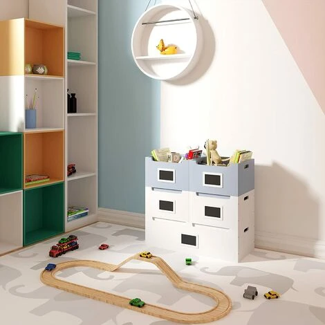 WOLTU Boîtes De Rangement En MDF Pour Enfents. Blanc Et Gris – Image 2