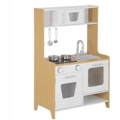 WOLTU Cusine Pour Enfants. Cuisine De Jeu Avec Bruitage Et Lumière. 5 Accessoires Inclus Pour Jeux De Rôle. Blanc+ Chêne