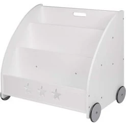 WOLTU Bibliothèque Pour Enfants. étagère à Jouets 3 Niveaux. Organiser Pour Livres Avec Roues.Blanc