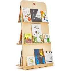 Bianconiglio Kids ® BUK 100 - Bibliothèque Montessori Expo Frontale Pleine, écoresponsable, Hide&Show, Fait-main ITALIE, Bouleau Naturel Non Vernis, Certifié CE EN71