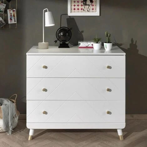 Paris Prix - Commode Enfant 3 Tiroirs "billy" 100cm Blanc – Image 2