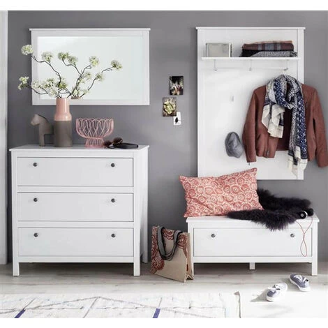 LES TENDANCES Coffre De Rangement 1 Porte Mélaminé Blanc Leone 91 Cm – Image 2