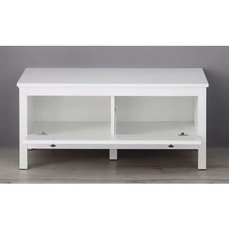 LES TENDANCES Coffre De Rangement 1 Porte Mélaminé Blanc Leone 91 Cm – Image 3