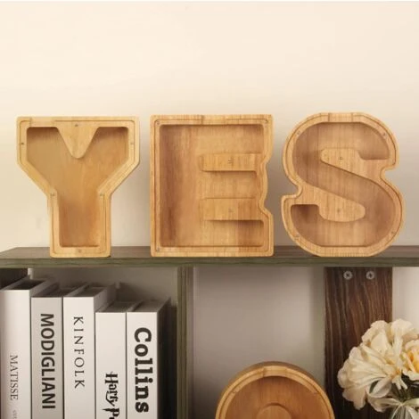 ELLE Tirelire Garçons Filles Tirelire Enfants Tirelire Économiser De L'Argent Boîte à Jouets En Bois Tirelire Adulte Tirelire En Bois Décorative (Y) – Image 2