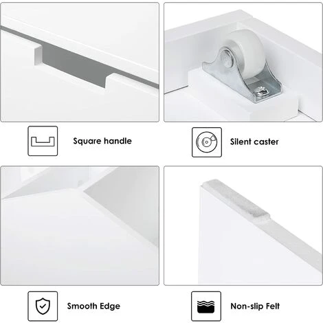 BAMNY Coffre à Jouet Avec Étagère à Livres, Coffre De Rangement, En Bois, Avec Roulettes, Blanc, 70x30x52.5 Cm – Image 3