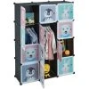 Relaxdays Armoire Chambre D'enfant, Modulable, 8 Cubes, Portes, DIY, étagère Animaux, HLP 145x109x37 Cm, Noir