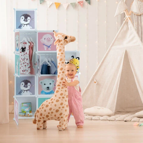 Relaxdays Armoire Chambre D'enfant, Modulable, 8 Cubes, Portes, DIY, étagère Animaux, HLP 145x109x37 Cm, Blanc – Image 4