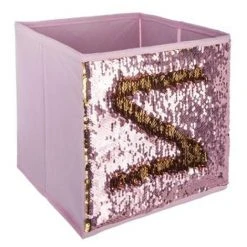 Lot De 12 Bacs De Rangement En Sequin Doré Rose - 24 X 23 X 24 Cm -PEGANE-