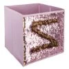 Lot De 6 Bacs De Rangement En Sequin Doré Rose - 24 X 23 X 24 Cm -PEGANE-