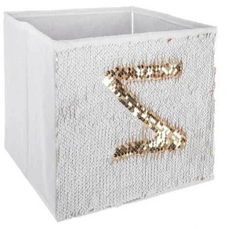 Lot De 4 Bacs De Rangement En Sequin Doré Blanc - 24 X 23 X 24 Cm -PEGANE-