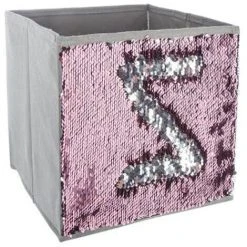 Lot De 4 Bacs De Rangement En Sequin Argent Rose - 24 X 23 X 24 Cm -PEGANE-
