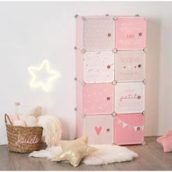 Rangement Coloris Rose En Fer / Polypropylène - L. 64 X L. 31,5 X H. 124 Cm -PEGANE-