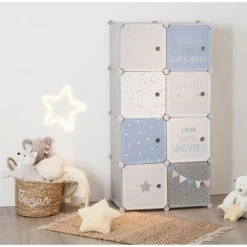 Rangement Coloris Bleu En Fer / Polypropylène - L. 64 X L. 31,5 X H. 124 Cm -PEGANE-