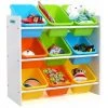 FURCHEN Étagère Pour Enfants Avec 9 Boîtes De Rangement En Plastique Étagère à Jouets Étagère De Rangement 65x26,5X 60cm