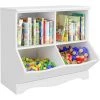 FURCHEN Bibliothèque Enfant, Meuble De Rangement à Jouet, Avec 4 Compartiments Ouverts, Pour Salon, Chambre, Bureau, Blanc, 67 X 40 X 61,5 Cm
