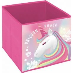 ARDITEX Cube De Rangement Zaska Licorne - 31x31x31 Cm - Rose
