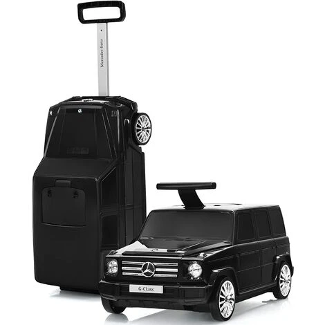 COSTWAY Valise Enfant 6 Roulettes En Forme Voiture Mercedes Benz, Bagage Pour Voyage 60 X 31 X 26 CM Noir