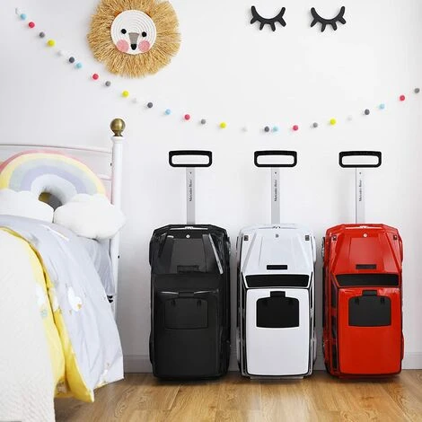 COSTWAY Valise Enfant 6 Roulettes En Forme Voiture Mercedes Benz, Bagage Pour Voyage 60 X 31 X 26 CM Noir â Image 2