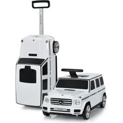 COSTWAY Valise Enfant 6 Roulettes En Forme Voiture Mercedes Benz, Bagage Pour Voyage 60 X 31 X 26 CM Blanc
