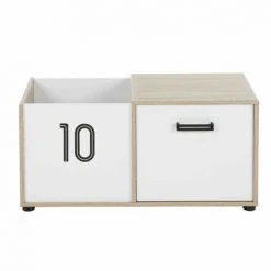 TERRE DE NUIT Coffre Enfant 1 Porte En Bois Imitation Chêne Clair Et Blanc - CF5052 - Blanc