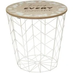 Atmosphera - Table Rangement En Métal Blanc Et Bois Pour Chambre D'enfant D. 37 X H. 38 Cm - Blanc