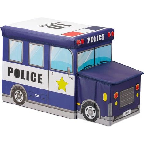 Relaxdays Tabouret Coffre à Jouets Boîte à Jouets Couvercle Pouf Enfant Pliable Auto Voiture 50 Litres – Image 2