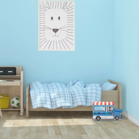 Relaxdays Tabouret Coffre à Jouets Boîte à Jouets Couvercle Pouf Enfant Pliable Auto Voiture 50 Litres – Image 4