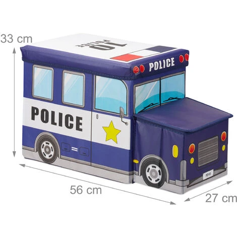 Relaxdays Tabouret Coffre à Jouets Boîte à Jouets Couvercle Pouf Enfant Pliable Auto Voiture 50 Litres – Image 5